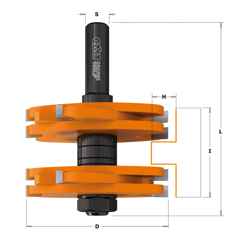 CMT 800.628.11 TENON CUTTING ROUTER BITS  D=3x1-3/4”  S=1/2”