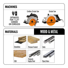 CMT 257.036.07 WOOD & METAL 7-1/4”x0.067”/0.049”x5/8”<>  T=36 MATB