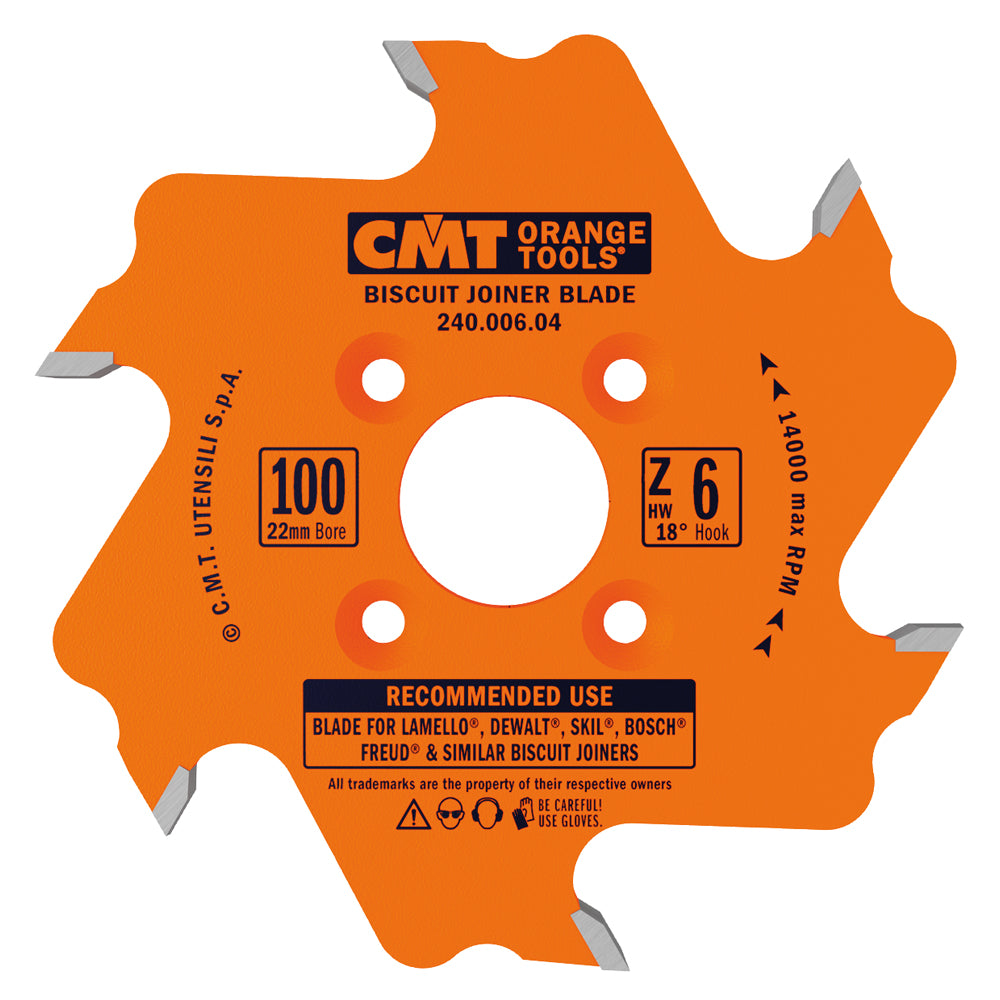 CMT 240.008.04 BISCUIT JOINER 4” x22mm  T=8