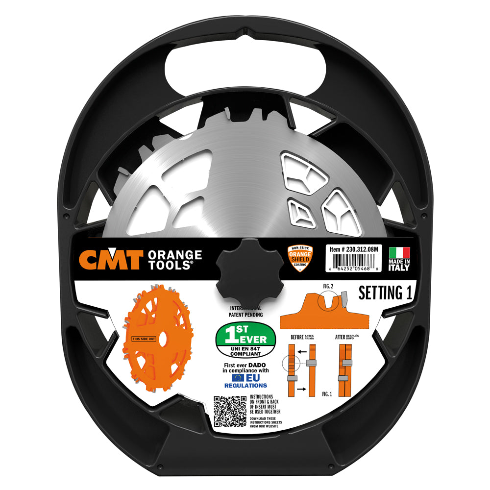 CMT 230.312.08 LOCKED DADO PRO 8’’x15/64” to 13/16”x5/8’’   T=12 FLAT+ATB (-12° NEG)