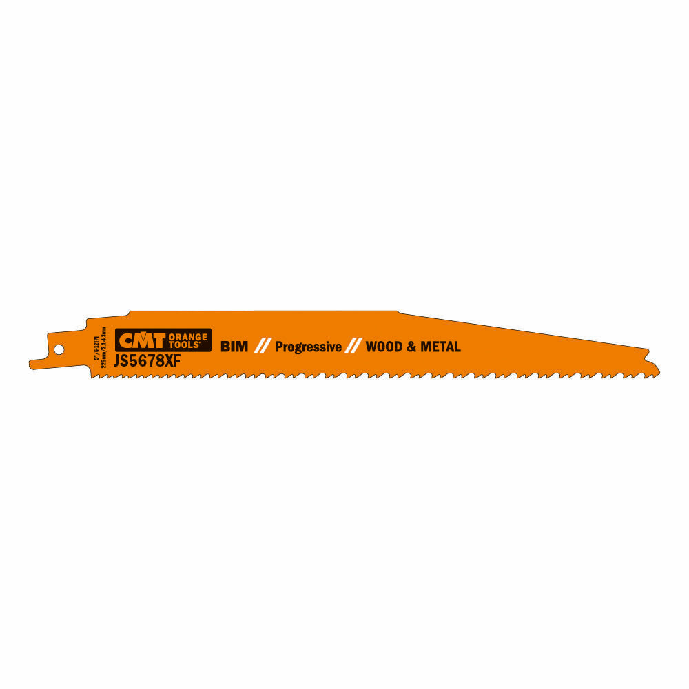 CMT JS5678XF-5 RECIPROCATING SAW BLADES for WOOD&METAL (BIM) 9”x 6-12TPI  (5-PCS.)