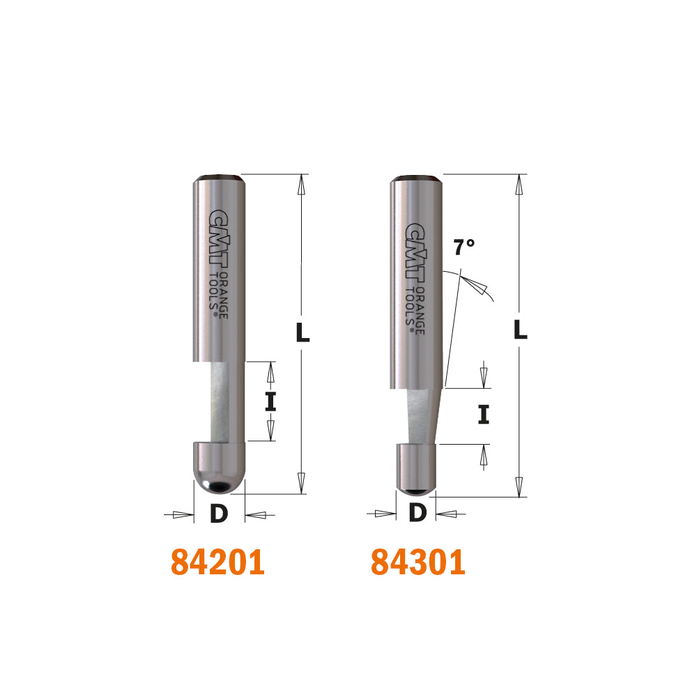 CMT 84301 CMT CONTRACTOR® LAMINATE TRIMMER BITS D=1/4”  A=7°  S=1/4”