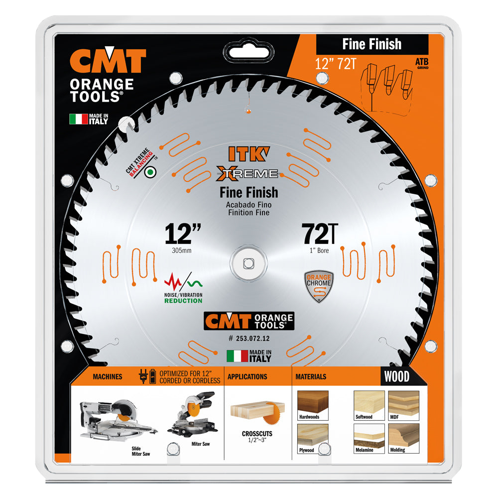 CMT 253.072.12 FINE FINISH COMPOUND SLIDING 12’’x0.102”/0.071”x1’’  T=72 ATB