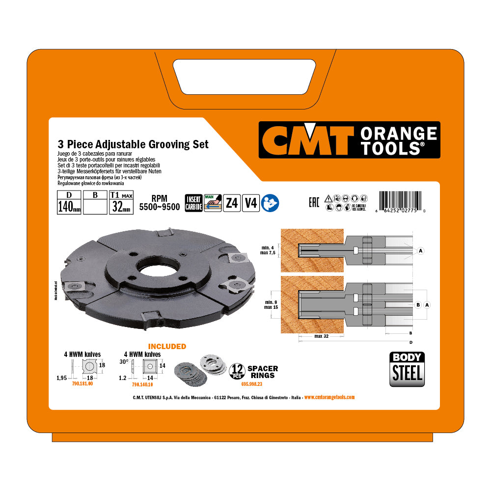 CMT 694.001.31 3-PIECE ADJUSTABLE GROOVING SETS D=5-1/2’’  B=1-1/4”