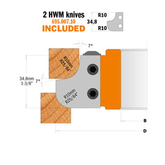 CMT 694.007.31 ROUNDOVER & COVE CUTTER HEADS D=4-3/4’’  B=1-1/4”