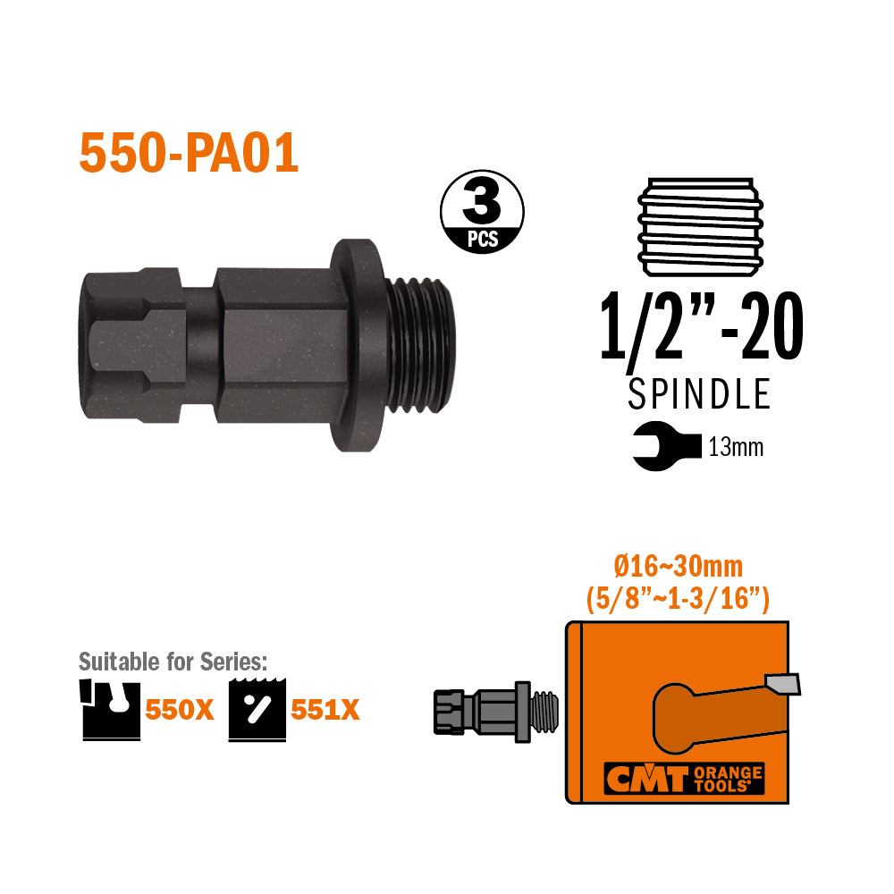 CMT 550-PA02 XTREME FAST ADAPTOR 5/8”-18 FOR HOLE SAW Ø1-1/4”~5-29/32” (32~150mm)