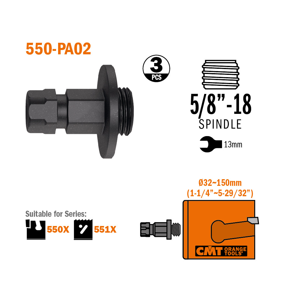 CMT 550-PA01 XTREME FAST ADAPTOR 1/2”-20 FOR HOLE SAW Ø5/8”~1-3/16” (16~30mm)