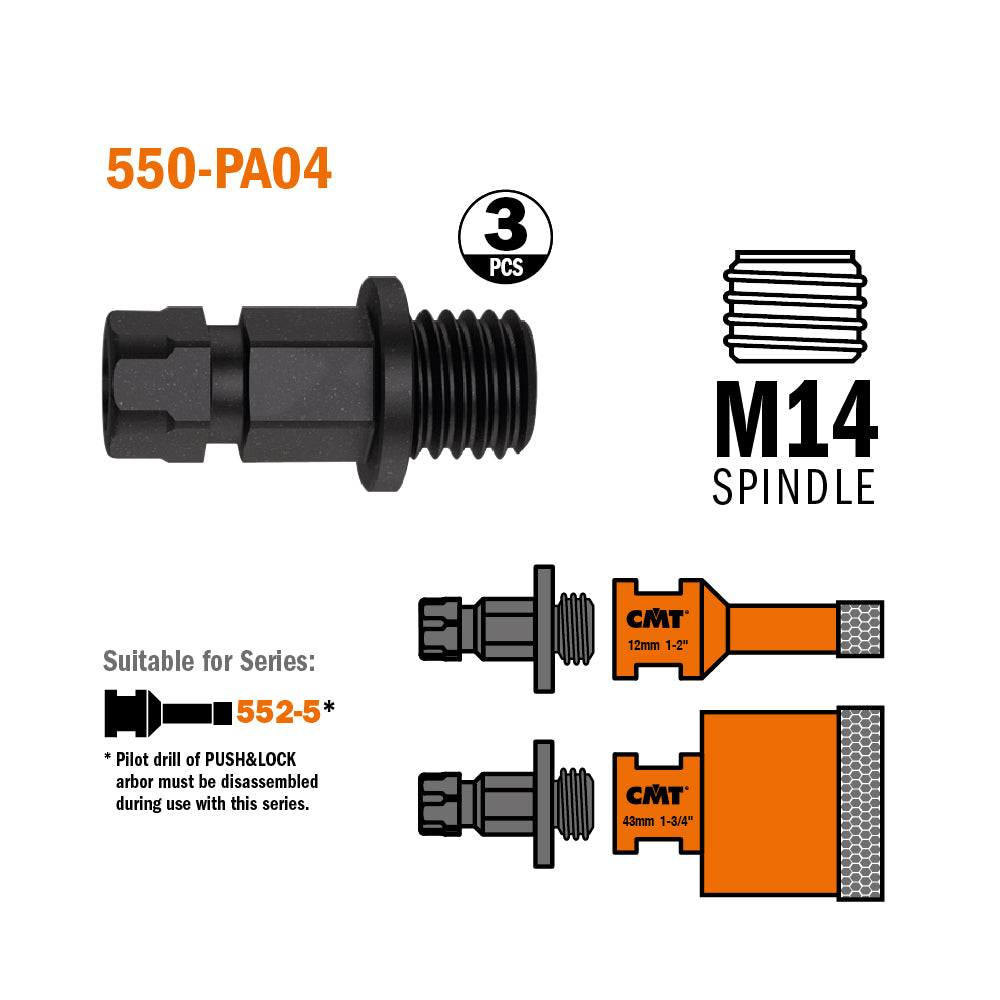 CMT 550-PA01 XTREME FAST ADAPTOR 1/2”-20 FOR HOLE SAW Ø5/8”~1-3/16” (16~30mm)