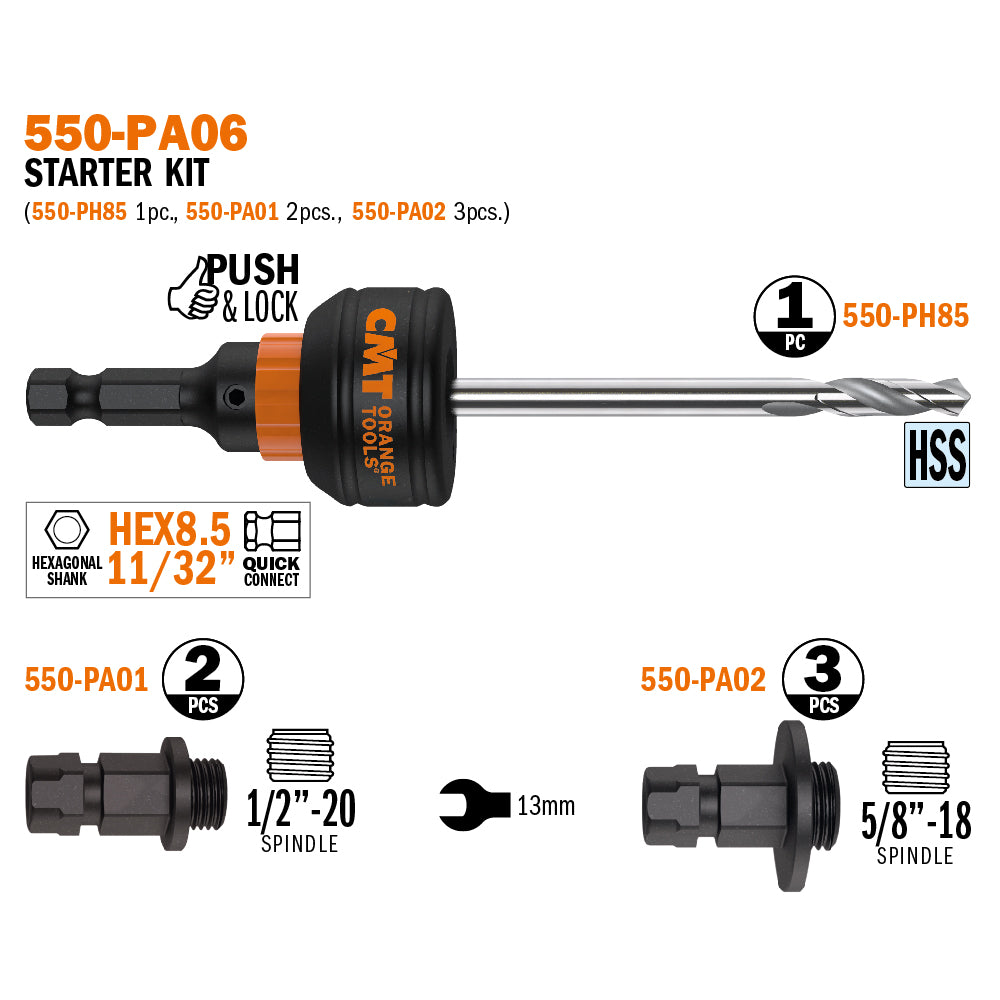 CMT 550-PD02 PILOT DRILL FOR PUSH&LOCK ARBOR Ø1/4”x4-15/16” (6.35x125mm)