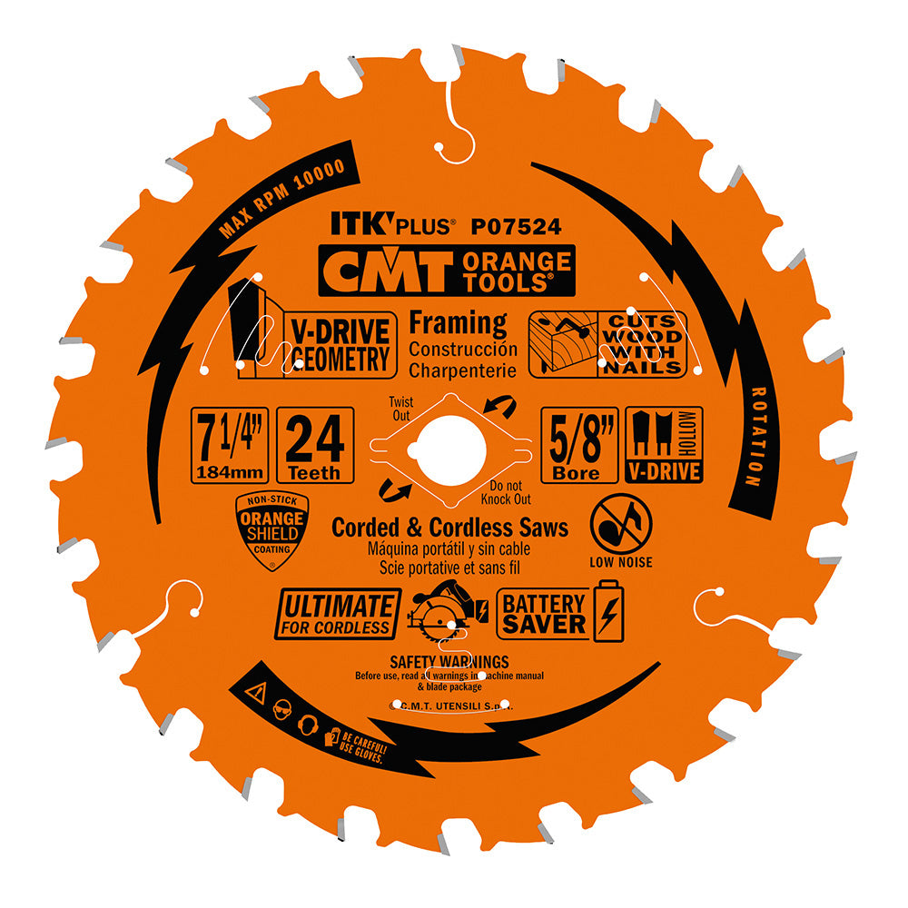 CMT P07524-X10 ITK-PLUS® ULTIMATE FAST FRAMING V-DRIVE 7-1/4” (10-PC. BULK MASTERPACK)