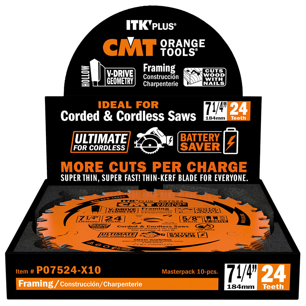 CMT P06540-X10 ITK-PLUS® ULTIMATE FINISH V-DRIVE 6-1/2”x5/8”<> (10-PC. BULK MASTERPACK)