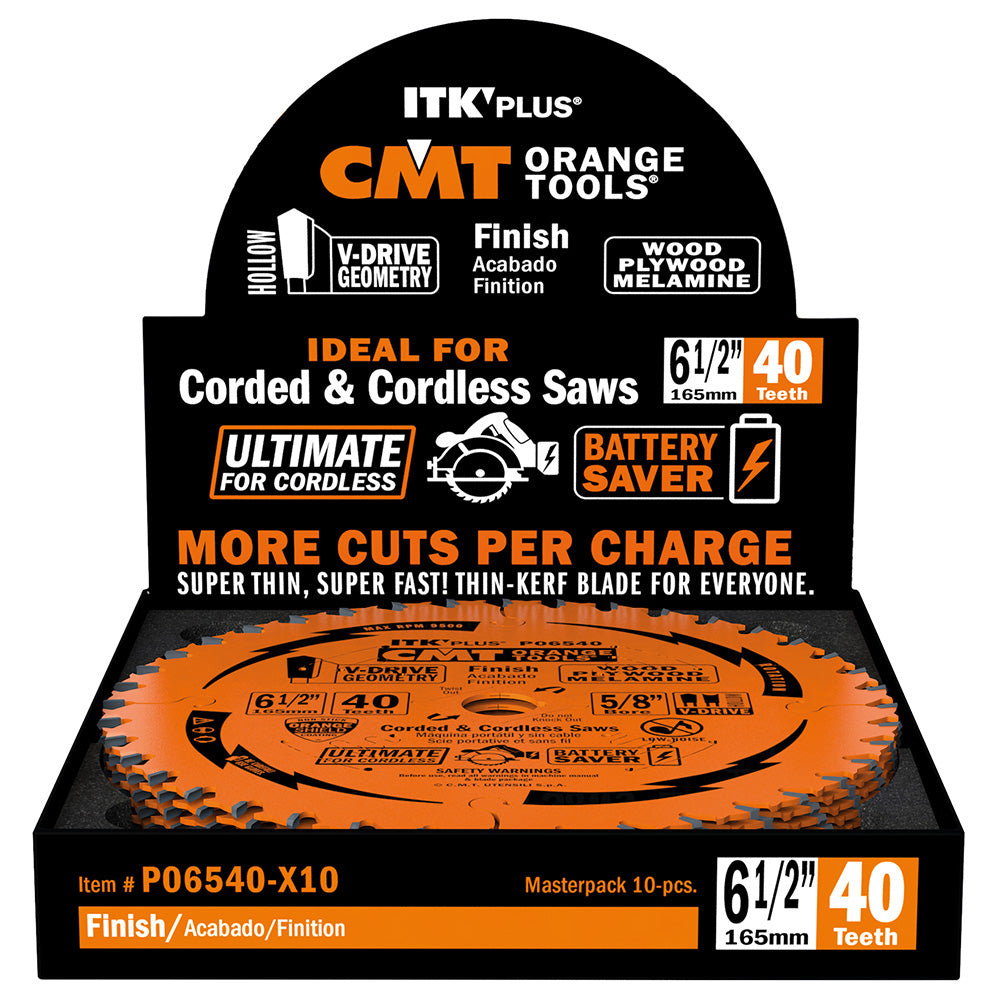 CMT P06540-X10 ITK-PLUS® ULTIMATE FINISH V-DRIVE 6-1/2”x5/8”<> (10-PC. BULK MASTERPACK)