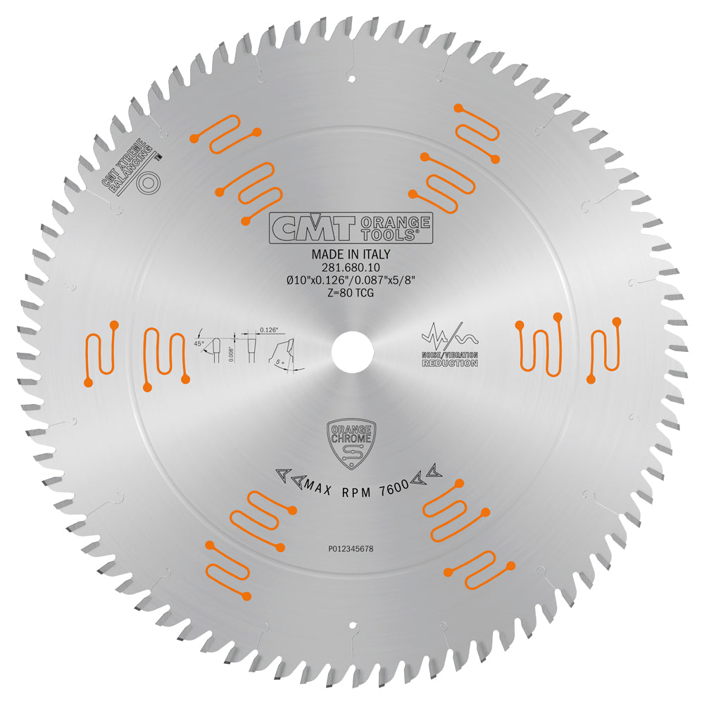 CMT 281.680.10 SINGLE-SIDED - LAMINATE & MELAMINE 10’’x0.126”/0.087”x5/8’’  T=80 TCG