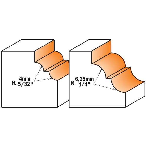 CMT 841.285.11 CLASSICAL OGEE BIT WITH BEARING D=1-5/16”x1/2”  R=5/32”    S=1/4”