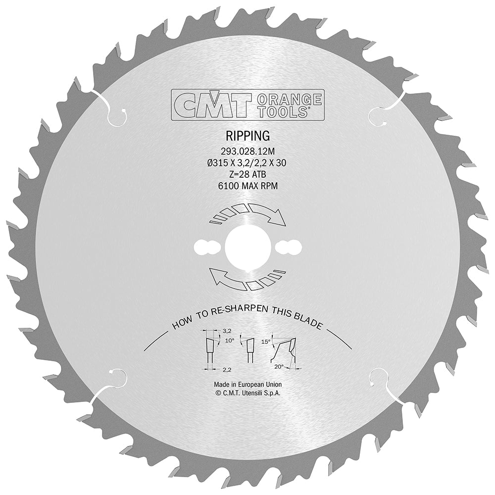 CMT 293.024.12M RIPPING 300x0.126”/0.087”x30mm  T=24 ATB