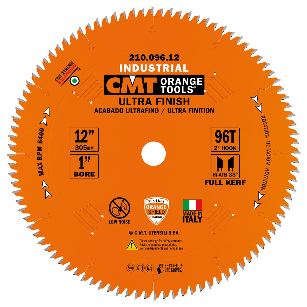 CMT 210.096.12 ULTRA FINISH-PLYWOOD & MELAMINE 12”x0.126”/0.087”x1’’  T=96 Hi-ATB