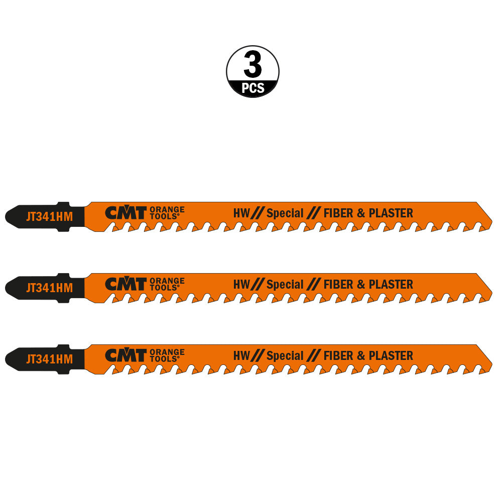 CMT JT341HM-3 JIG SAW BLADES FIBER & PLASTER (CARBIDE TIPPED) (3-PCS.)