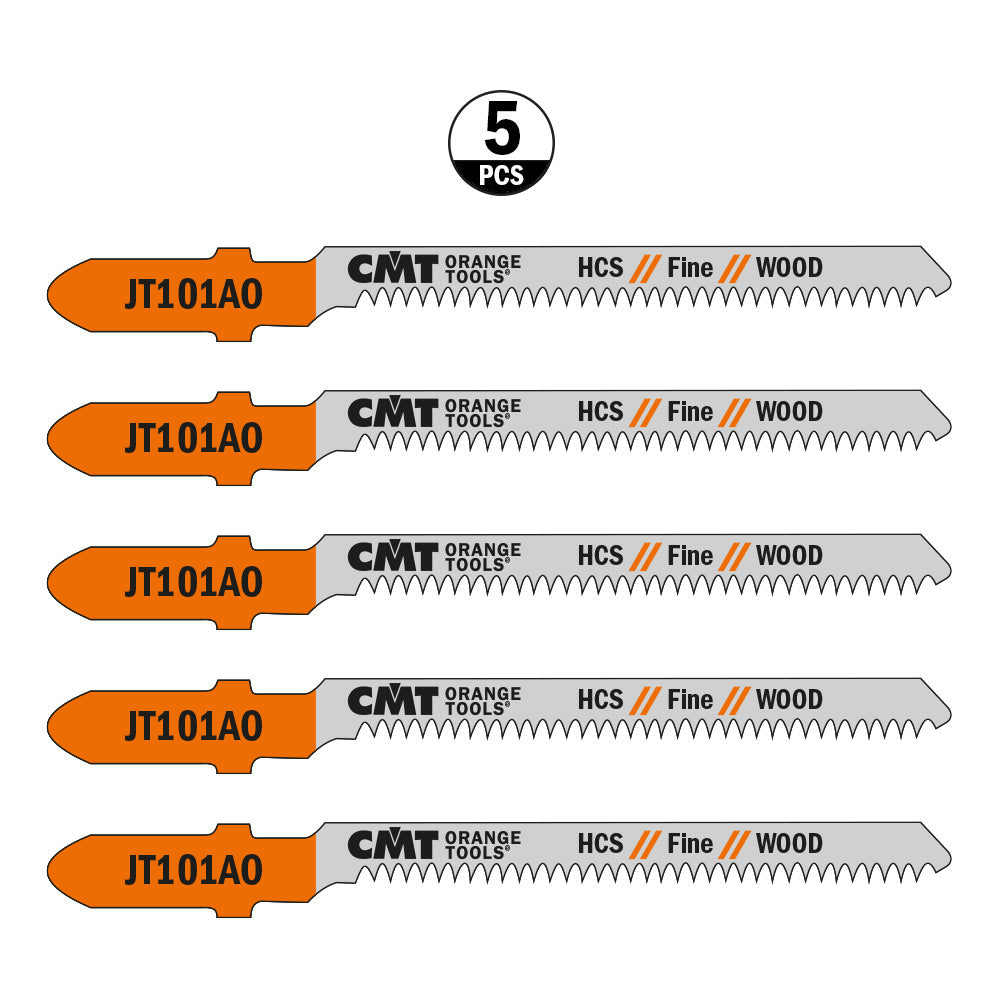 CMT JT101AO-5 JIG SAW BLADES WOOD/FINE CURVE (HCS) 3”x 20TPI (5-PCS.)