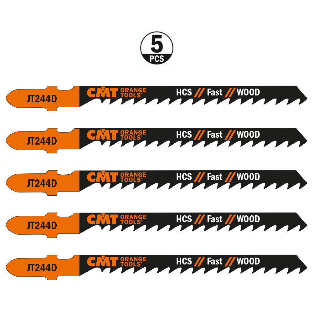 CMT JT244D-5 JIG SAW BLADES WOOD/COARSE CURVE (HCS) 4”x 6TPI (5-PCS.)