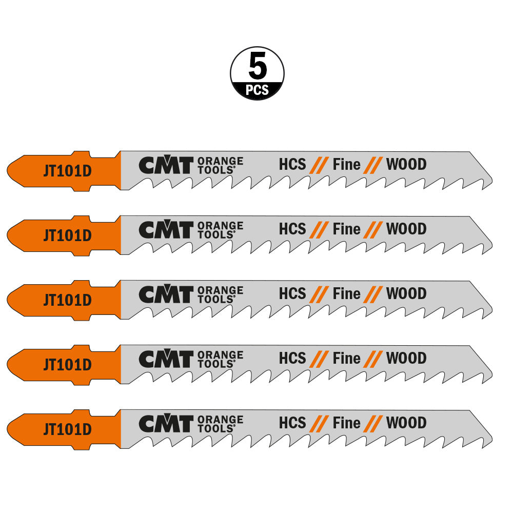 CMT JT101D-5 JIG SAW BLADES WOOD/FINE STRAIGHT (HCS) 4”x 6TPI (5-PCS.)