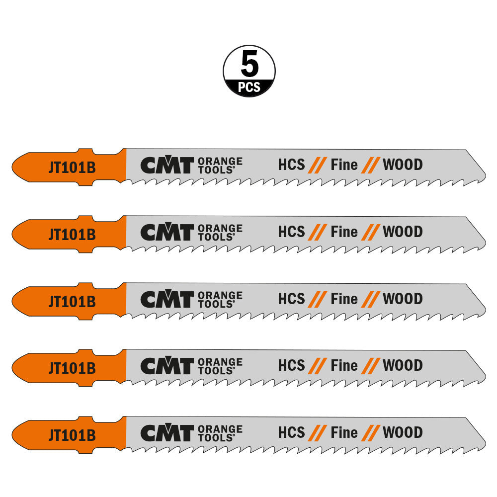 CMT JT101B-5 JIG SAW BLADES WOOD/FINE STRAIGHT (HCS) 4”x 10TPI (5-PCS.)