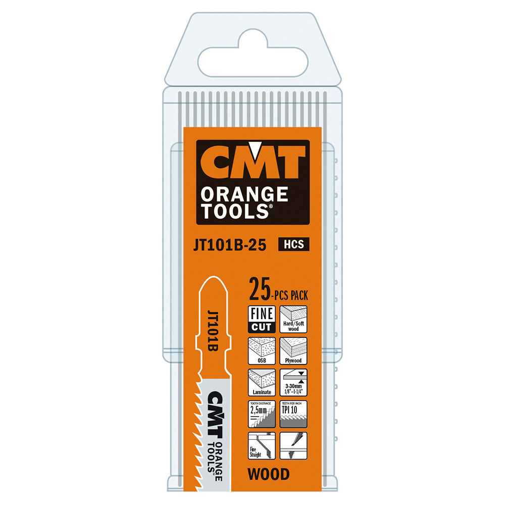 CMT JT101B-5 JIG SAW BLADES WOOD/FINE STRAIGHT (HCS) 4”x 10TPI (5-PCS.)
