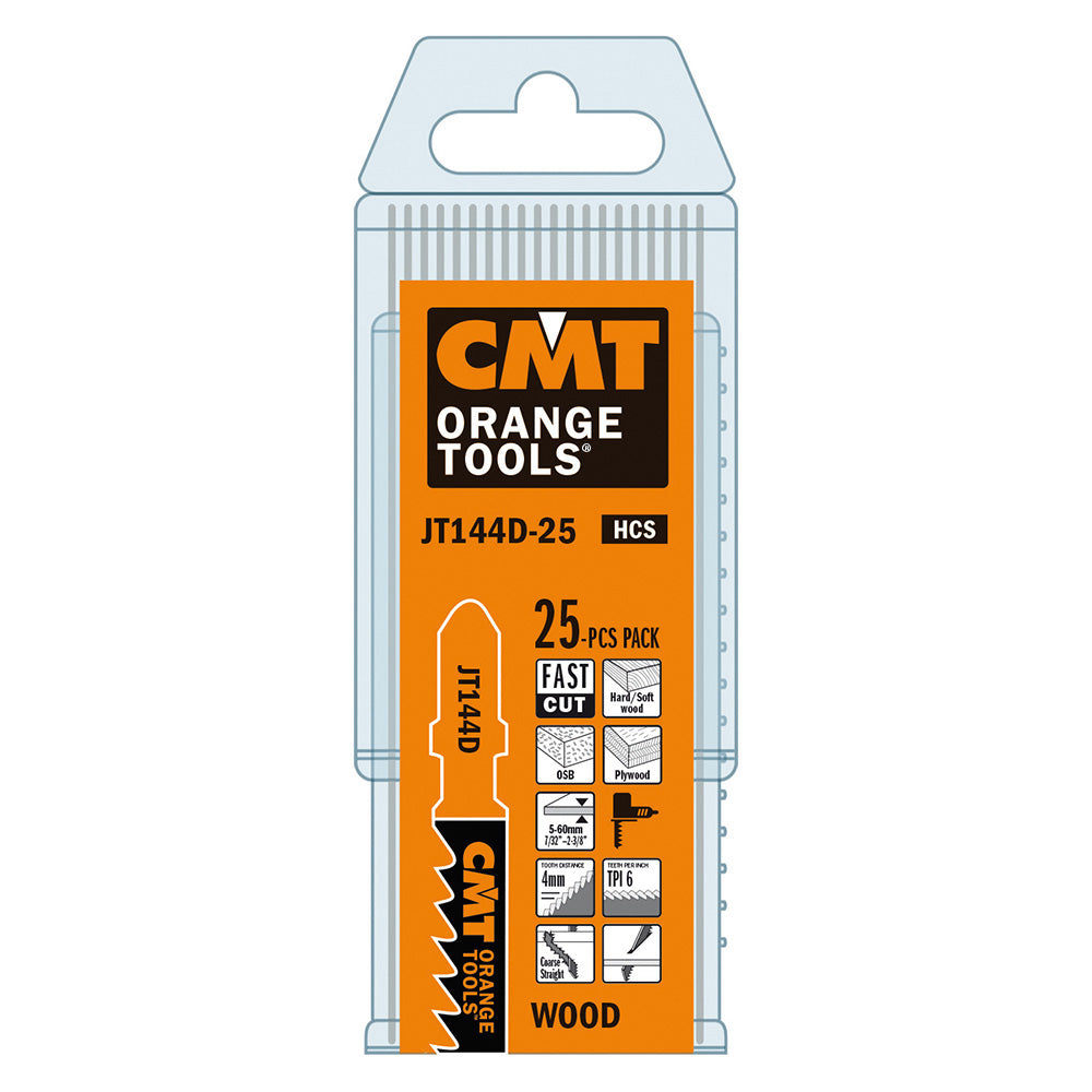 CMT JT144D-100 JIG SAW BLADES WOOD/COARSE STRAIGHT (HCS) 4”x 6TPI (100-PCS.)