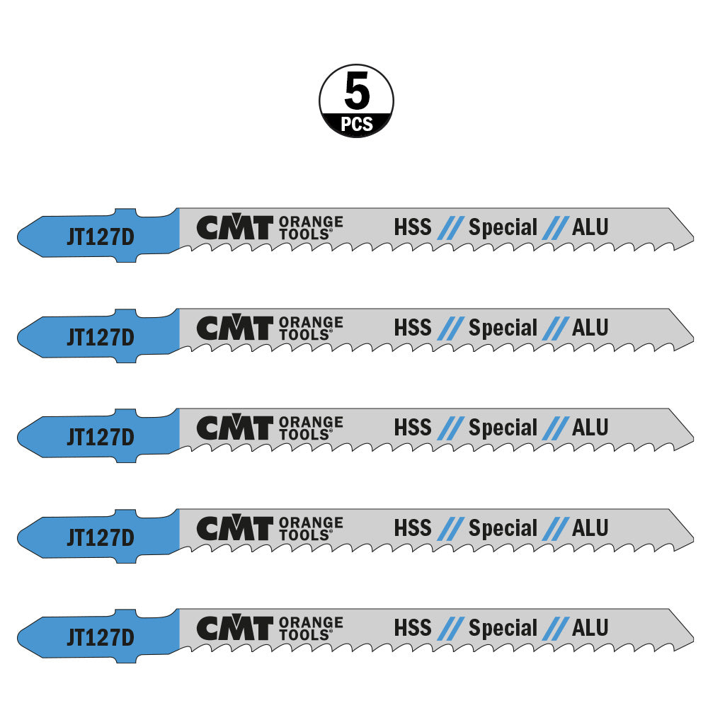 CMT JT127D-5 JIG SAW BLADES ALUMINUM/FINE STRAIGHT (HSS)  4”x 8TPI (5-PCS.)