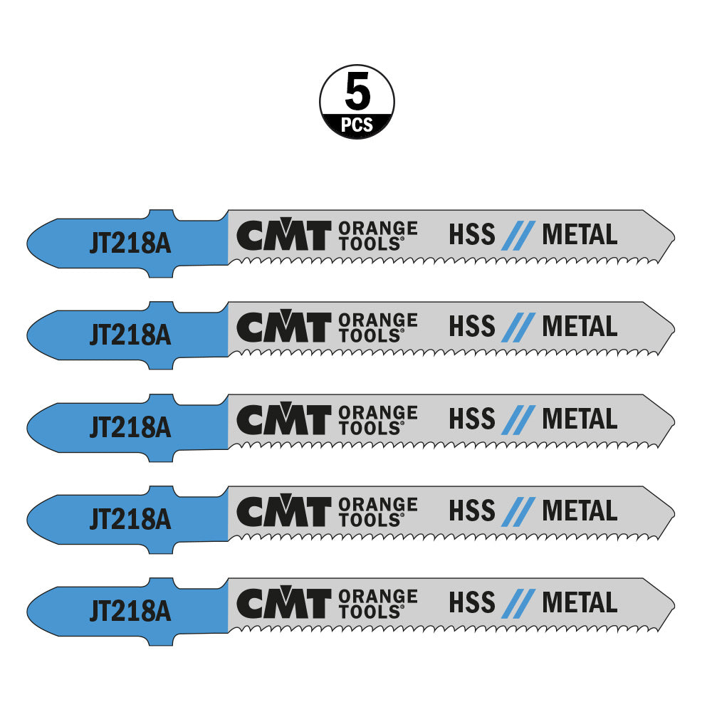 CMT JT218A-5 JIG SAW BLADES METAL/FINE CURVE (HSS) 3”x 21TPI (5-PCS.)