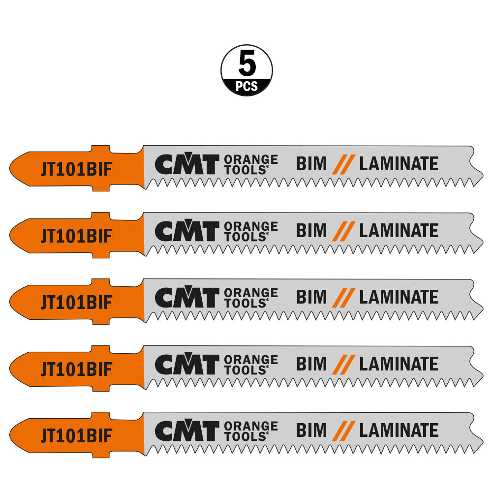 CMT JT101BIF-5 JIG SAW BLADES LAMINATE/FINE STRAIGHT (BIM) 3-1/4”x 15TPI (5-PCS.)