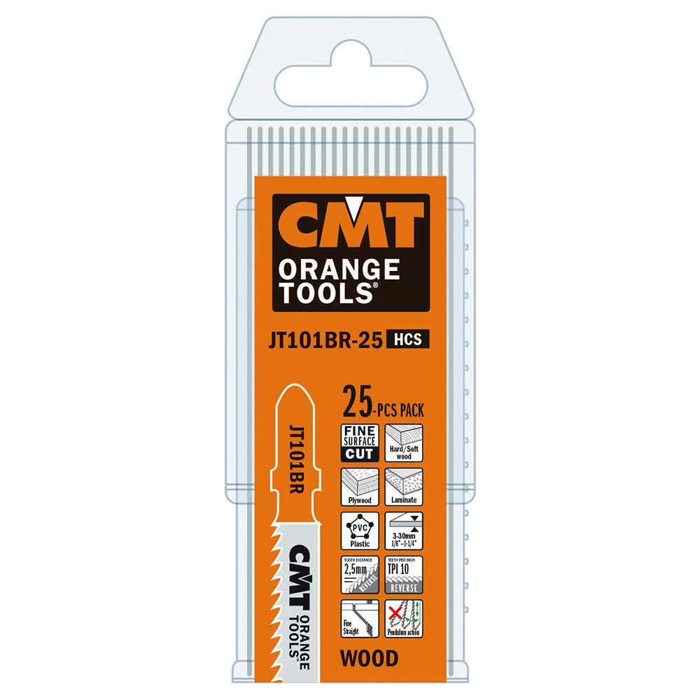 CMT JT101BR-5 JIG SAW BLADES WOOD/FINE STRAIGHT (HCS) 4”x 10TPI (5-PCS.)