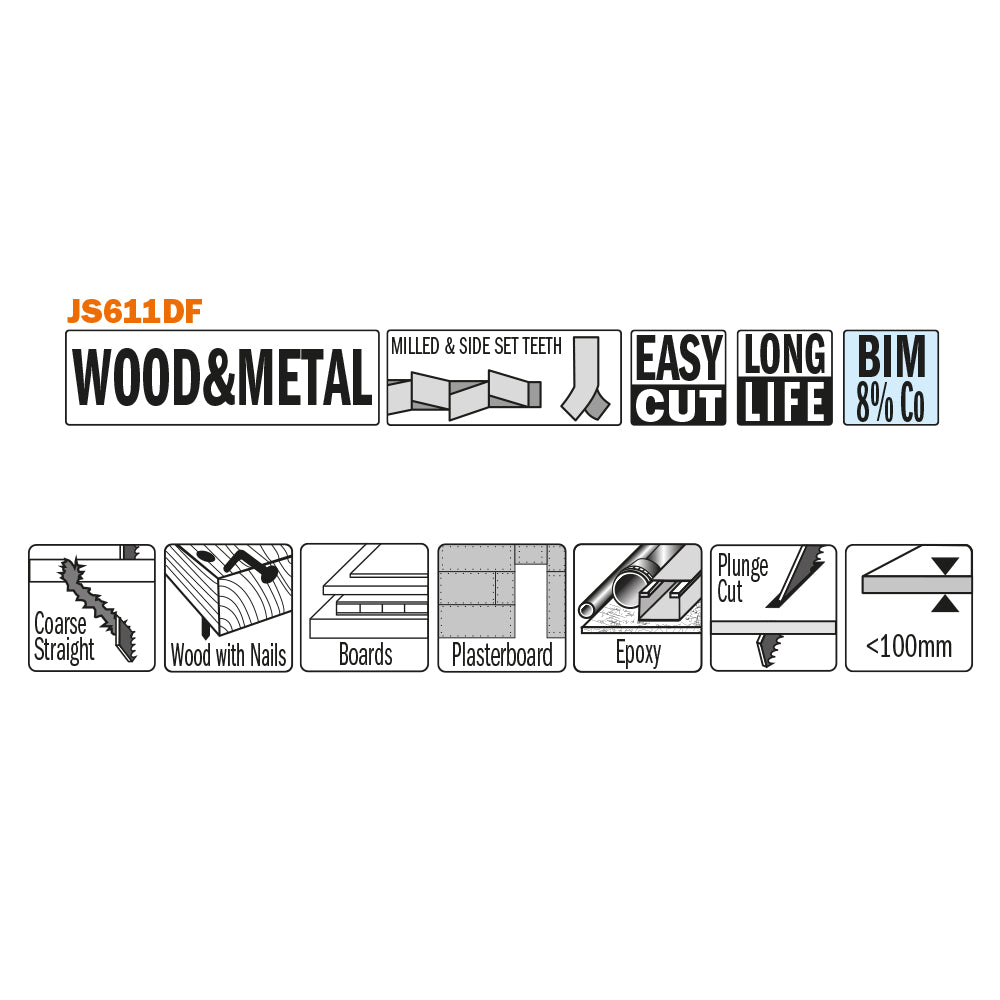 CMT JS611DF-5 RECIPROCATING SAW BLADES for WOOD&METAL (BIM) 6”x 6TPI  (5-PCS.)