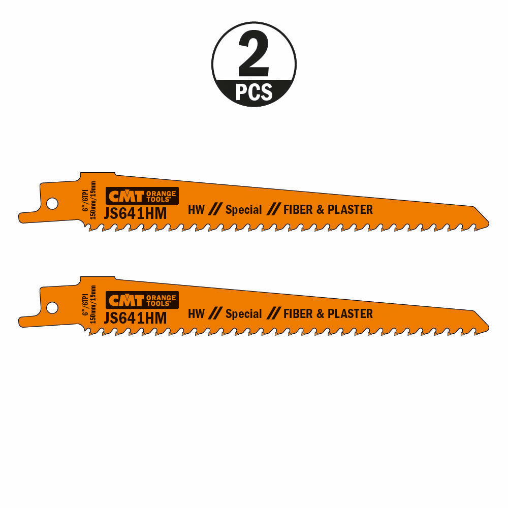 CMT JS641HM-2 RECIPROCATING SAW BLADES for WOOD&METAL (TCT) 6”x 6TPI (2-PCS.)