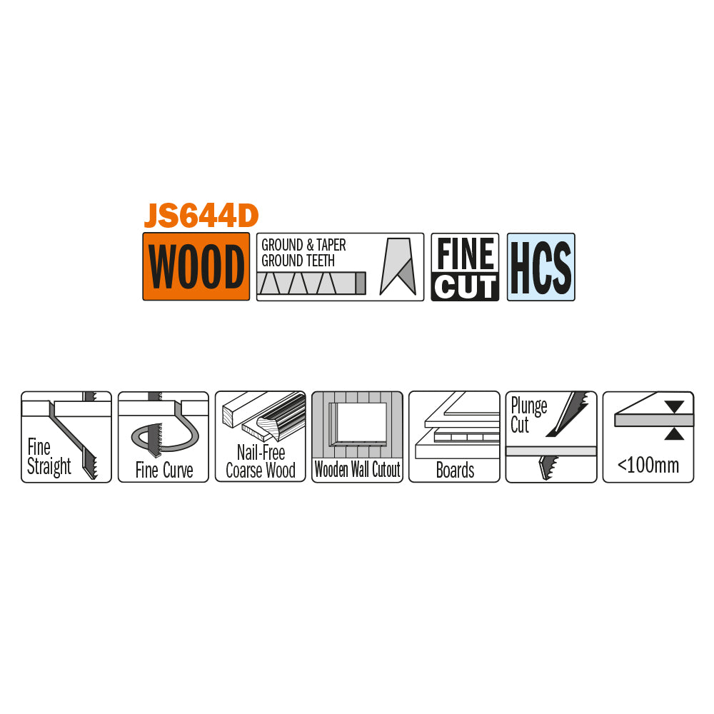 CMT JS644D-5 RECIPROCATING SAW BLADES for WOOD (HCS) 6”x 6TPI  (5-PCS.)