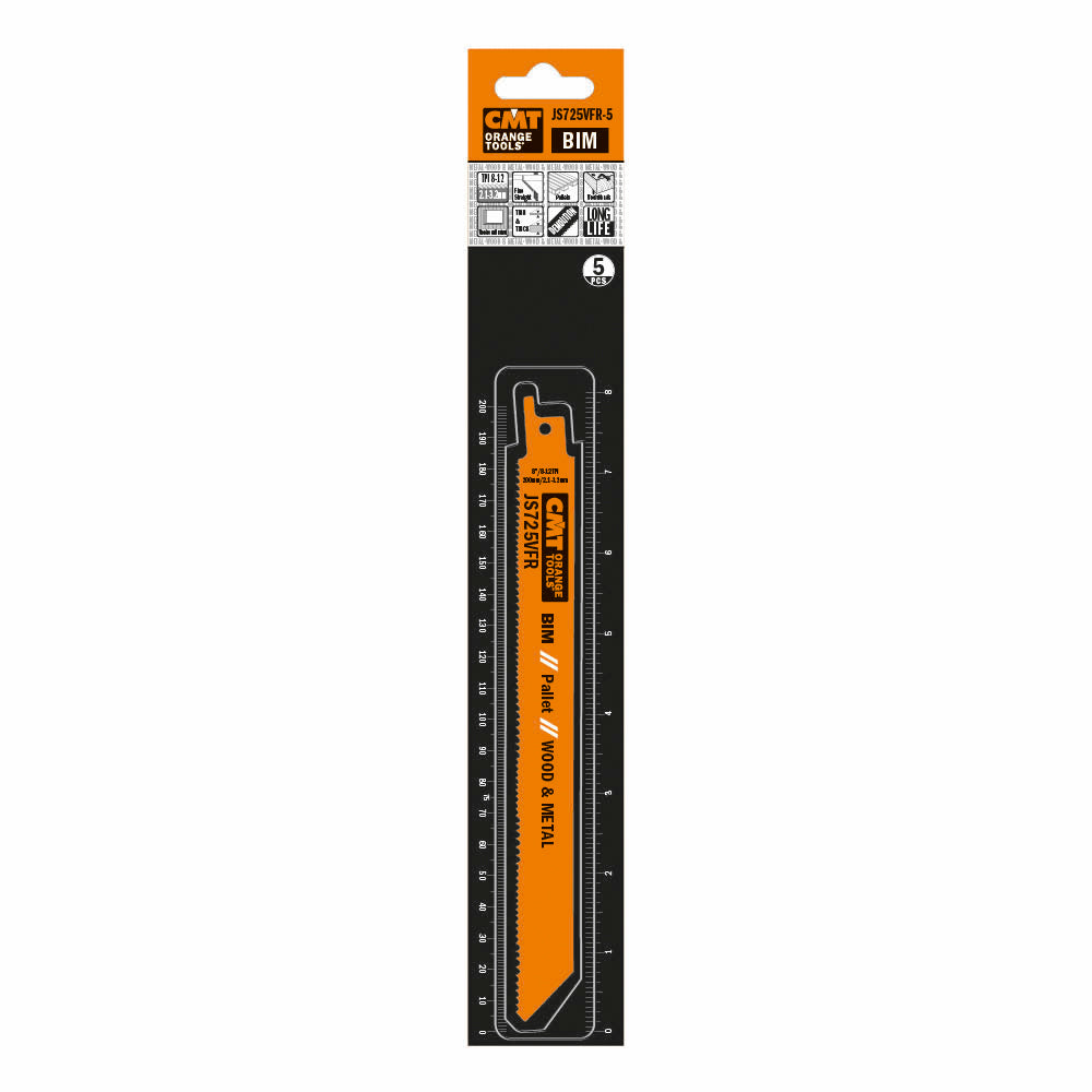 CMT JS725VFR-20 RECIPROCATING SAW BLADES for WOOD&METAL (BIM) 8”x 8-12TPI (20-PCS.)