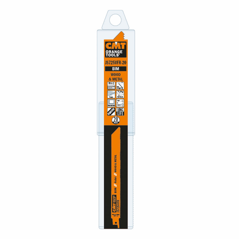 CMT JS725VFR-20 RECIPROCATING SAW BLADES for WOOD&METAL (BIM) 8”x 8-12TPI (20-PCS.)