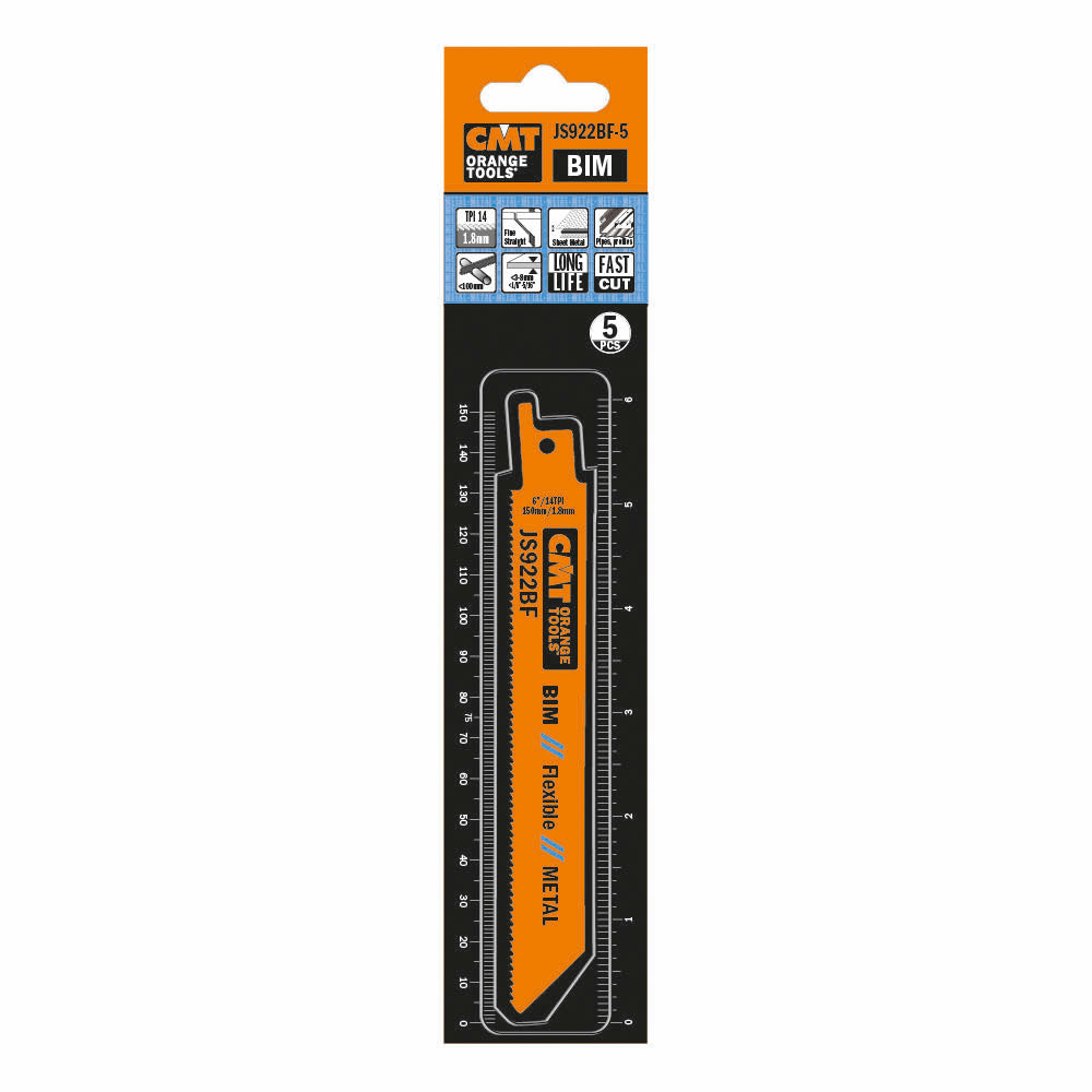 CMT JS922BF-20 RECIPROCATING SAW BLADES for METAL (BIM) 6”x 14TPI (20-PCS.)