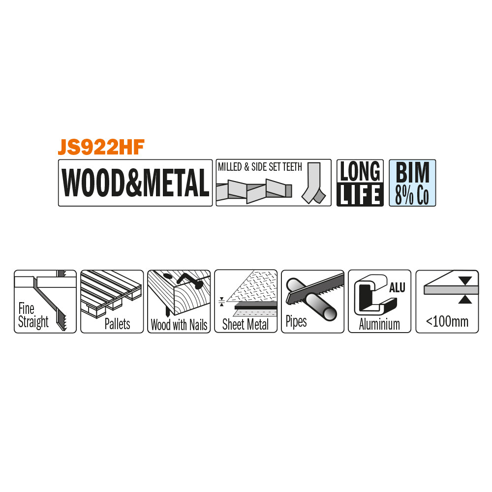 CMT JS922HF-5 RECIPROCATING SAW BLADES for WOOD&METAL (BIM) 6”x 10TPI  (5-PCS.)