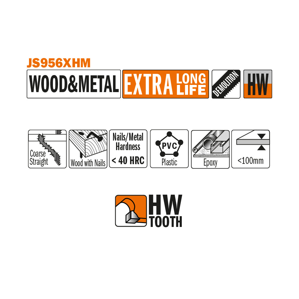 CMT JS956XHM-3 RECIPROCATING SAW BLADES for WOOD&METAL (CARBIDE) 6”x 6-8TPI  (3-PCS.)