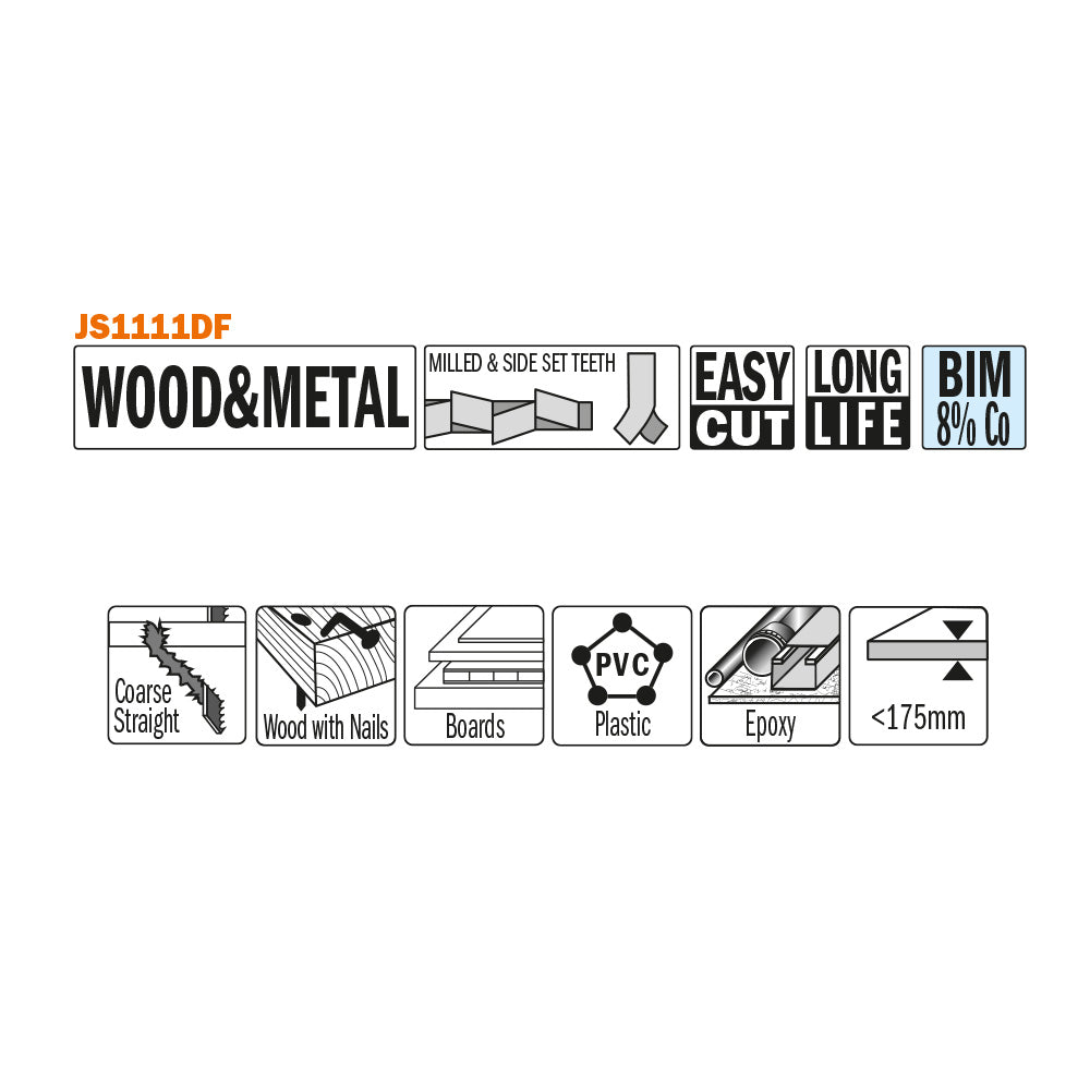 CMT JS1111DF-20 RECIPROCATING SAW BLADES for WOOD&METAL (BIM) 9”x 6TPI  (20-PCS.)