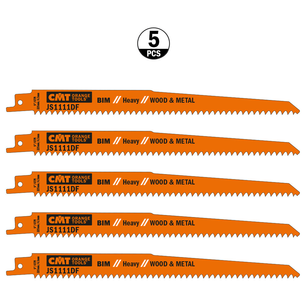 CMT JS1111DF-20 RECIPROCATING SAW BLADES for WOOD&METAL (BIM) 9”x 6TPI  (20-PCS.)