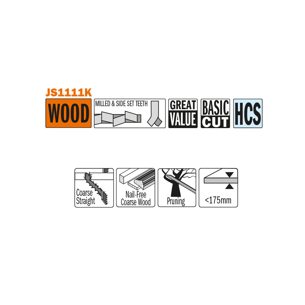 CMT JS1111K-5 RECIPROCATING SAW BLADES for WOOD (HCS) 9”x 3TPI  (5-PCS.)