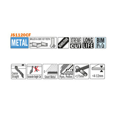 CMT JS1120CF-5 RECIPROCATING SAW BLADES for METAL (BIM) 9”x 9TPI  (5-PCS.)