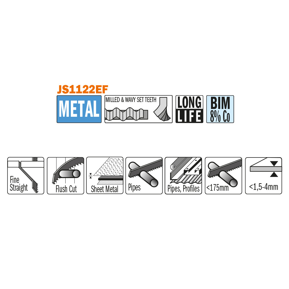 CMT JS1122EF-5 RECIPROCATING SAW BLADES for METAL (BIM) 9”x 18TPI  (5-PCS.)
