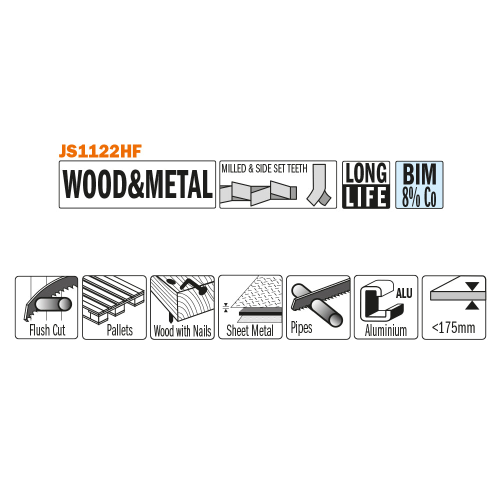 CMT JS1122HF-20 RECIPROCATING SAW BLADES for WOOD&METAL (BIM) 9”x 10TPI  (20-PCS.)