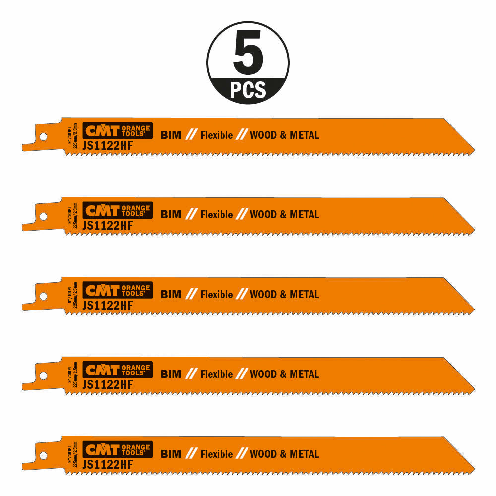 CMT JS1122HF-20 RECIPROCATING SAW BLADES for WOOD&METAL (BIM) 9”x 10TPI  (20-PCS.)