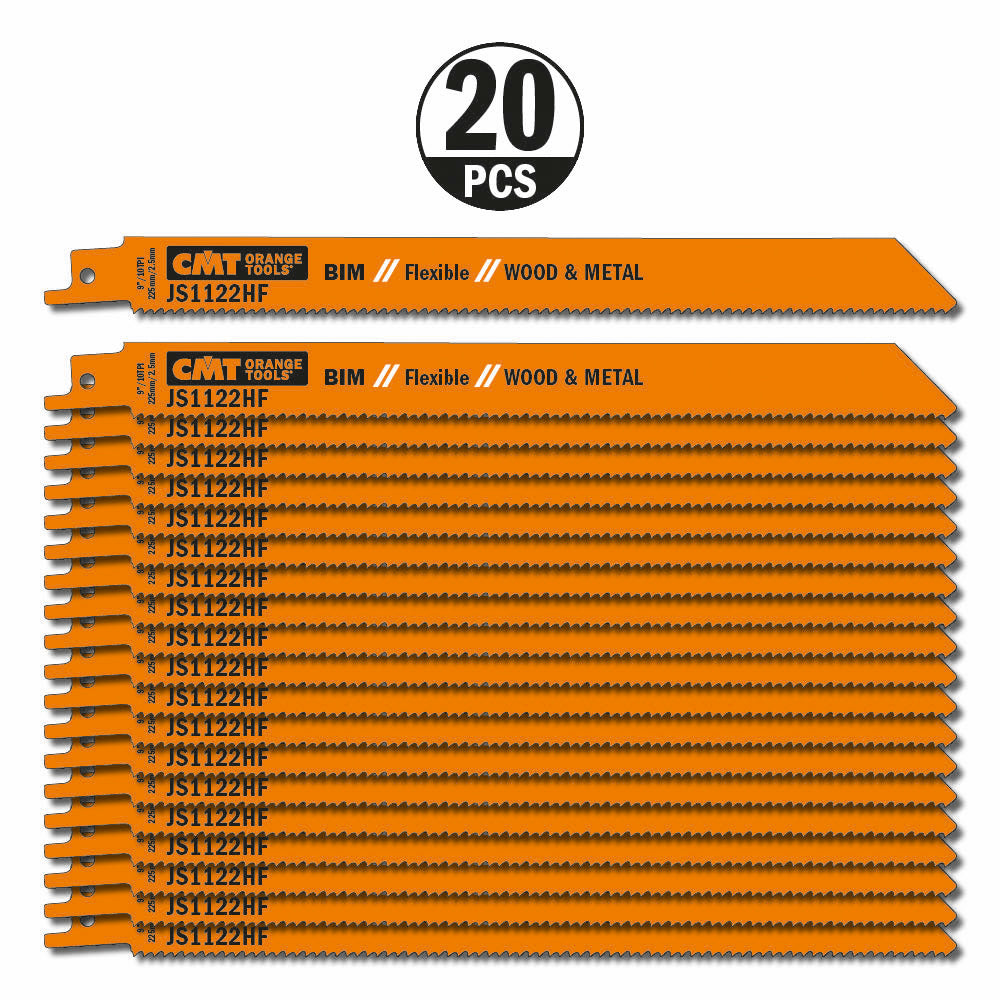 CMT JS1122HF-20 RECIPROCATING SAW BLADES for WOOD&METAL (BIM) 9”x 10TPI  (20-PCS.)