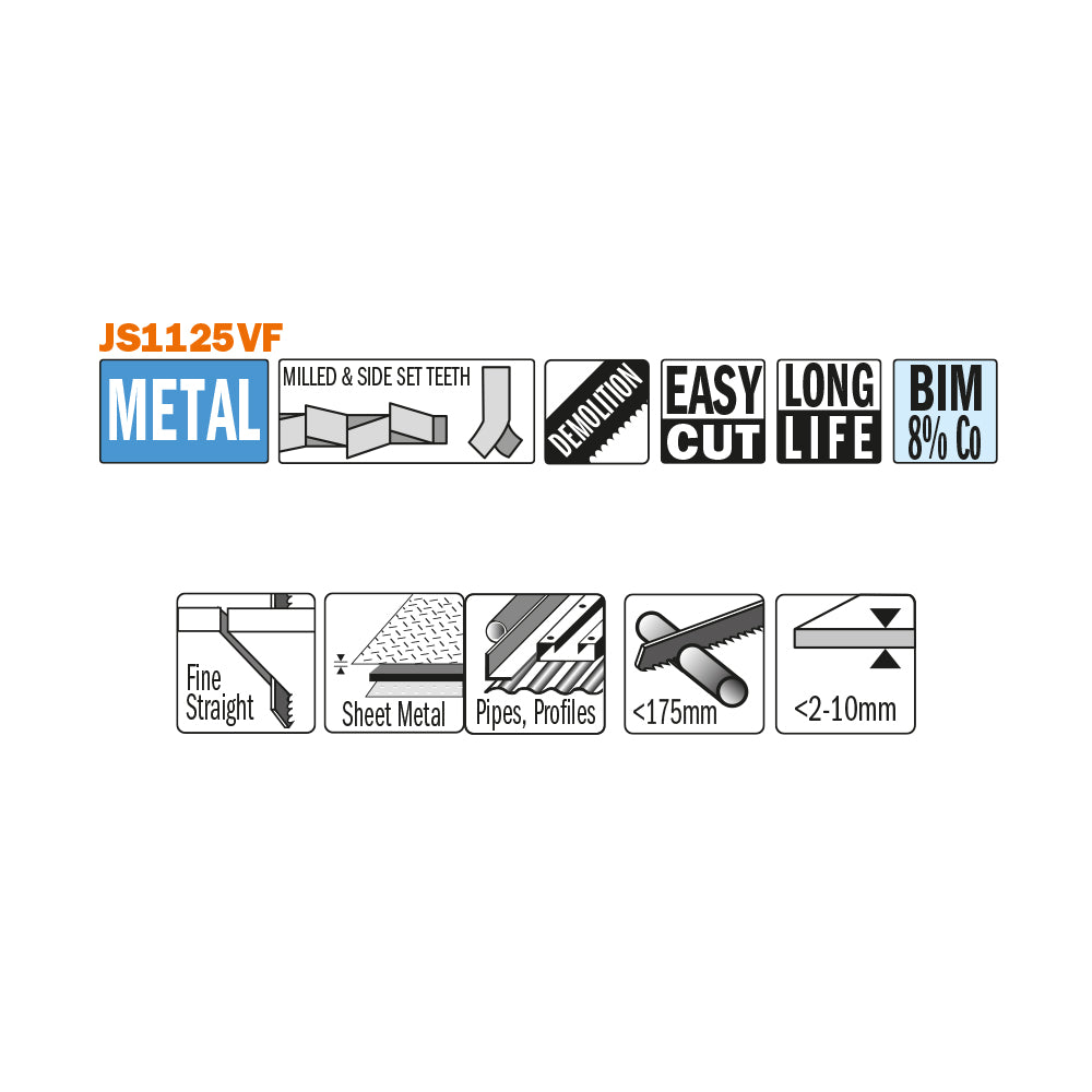 CMT JS1125VF-5 RECIPROCATING SAW BLADES for METAL (BIM) 9”x10-14TPI  (5-PCS.)