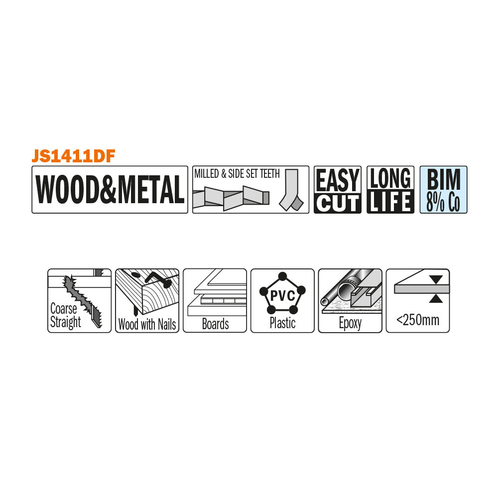 CMT JS1411DF-5 RECIPROCATING SAW BLADES for WOOD&METAL (BIM) 12”x 6TPI  (5-PCS.)