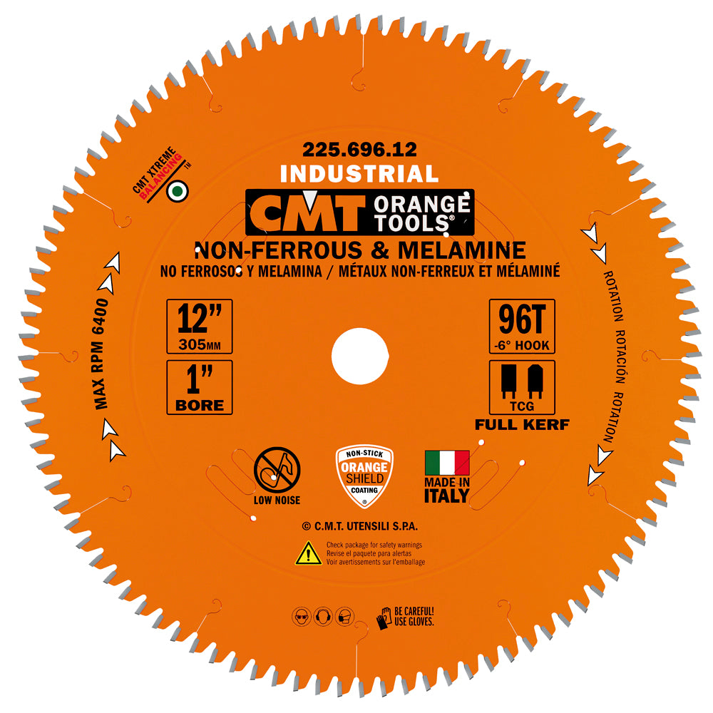 CMT 225.709.12 THICK NON-FERROUS METAL & MELAMINE 12”x5/8’’  T=108 TCG (-6°NEG)